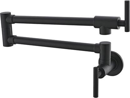 Matte Black Wall-Mount Pot Filler Faucet – Commercial Folding Style A