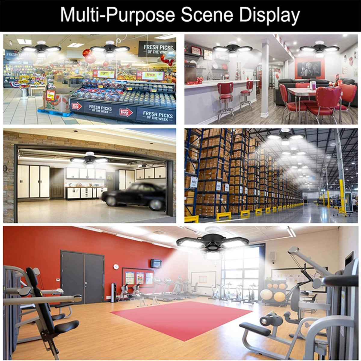 Adjustable 220W LED Plug Garage Ceiling Shop Light Fixtures