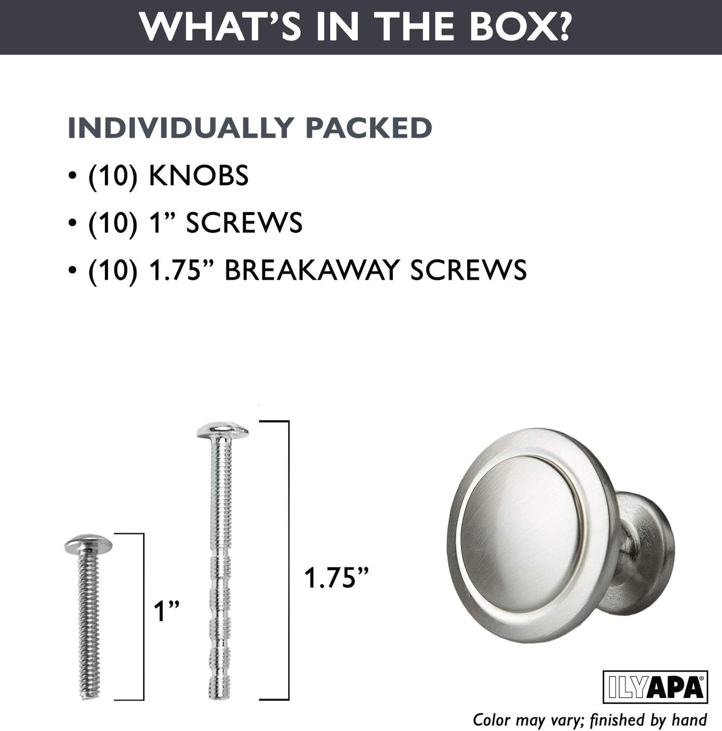 Satin Nickel Kitchen Cabinet Knobs - 1 1/4 Inch round Drawer Handles - 10 Pack of Kitchen Cabinet Hardware