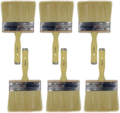 5-Inch Paint Brush Set – 6-Pack, Poly/Bristle Blend for Decks & Fences