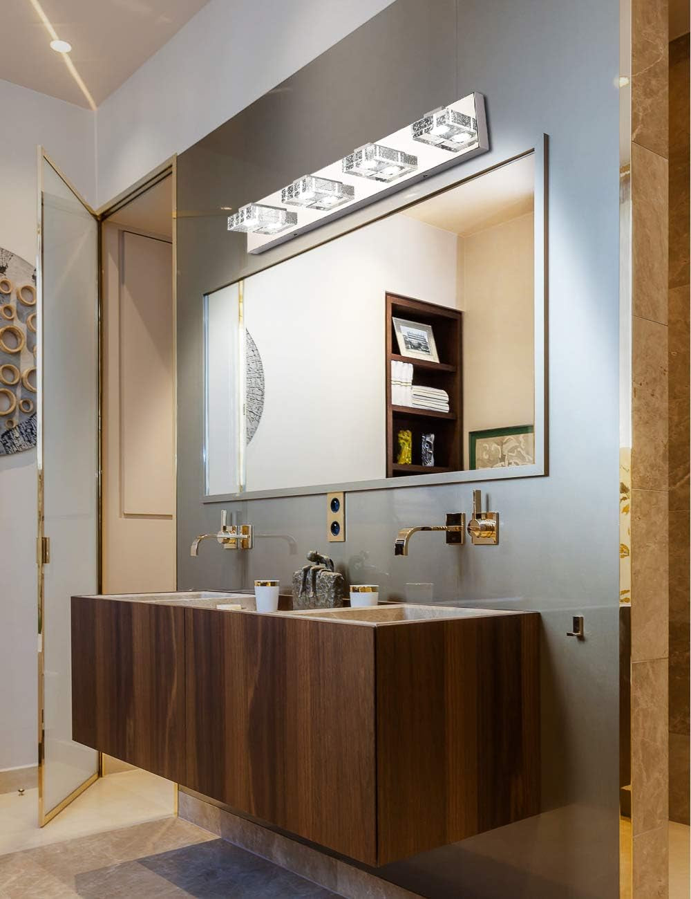 4-Light LED Bathroom Vanity Wall Light – Dimmable Modern Glass & Stainless Steel