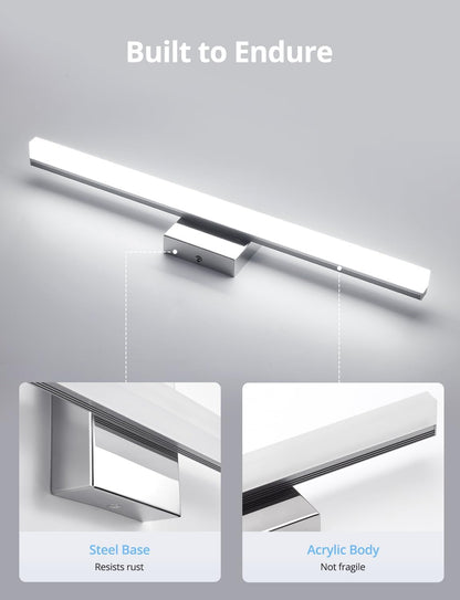 24-Inch LED Vanity Light Bar – 14W IP44 Bathroom Wall Sconce, Cool White 6000K