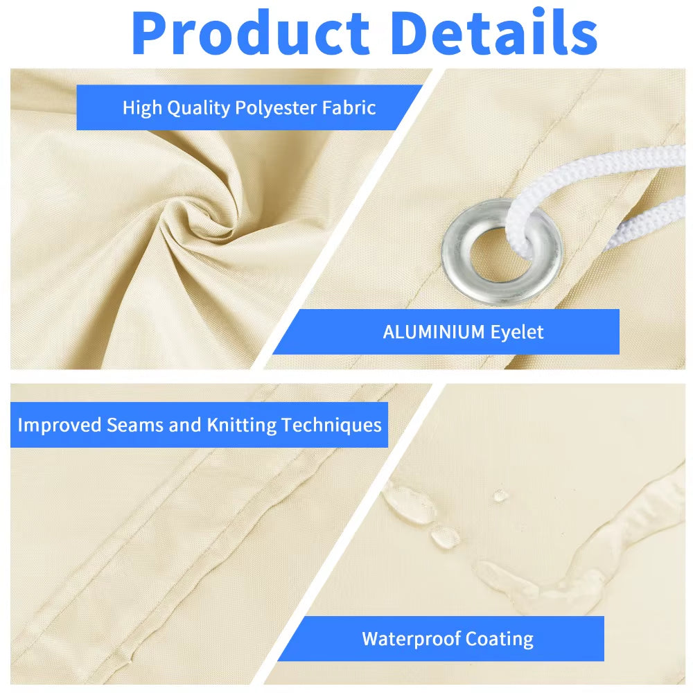 Waterproof Sun Shade Sail – 2x3/3x3/3x4/4x5M UV Block Canopy for Garden, Patio, Pool & Outdoor Shelter