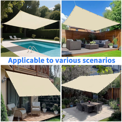 Sun Shade Sail Cloth with Grommets – Rectangle Canopy Pergola Cover, UV Block Fabric for Backyard & Deck