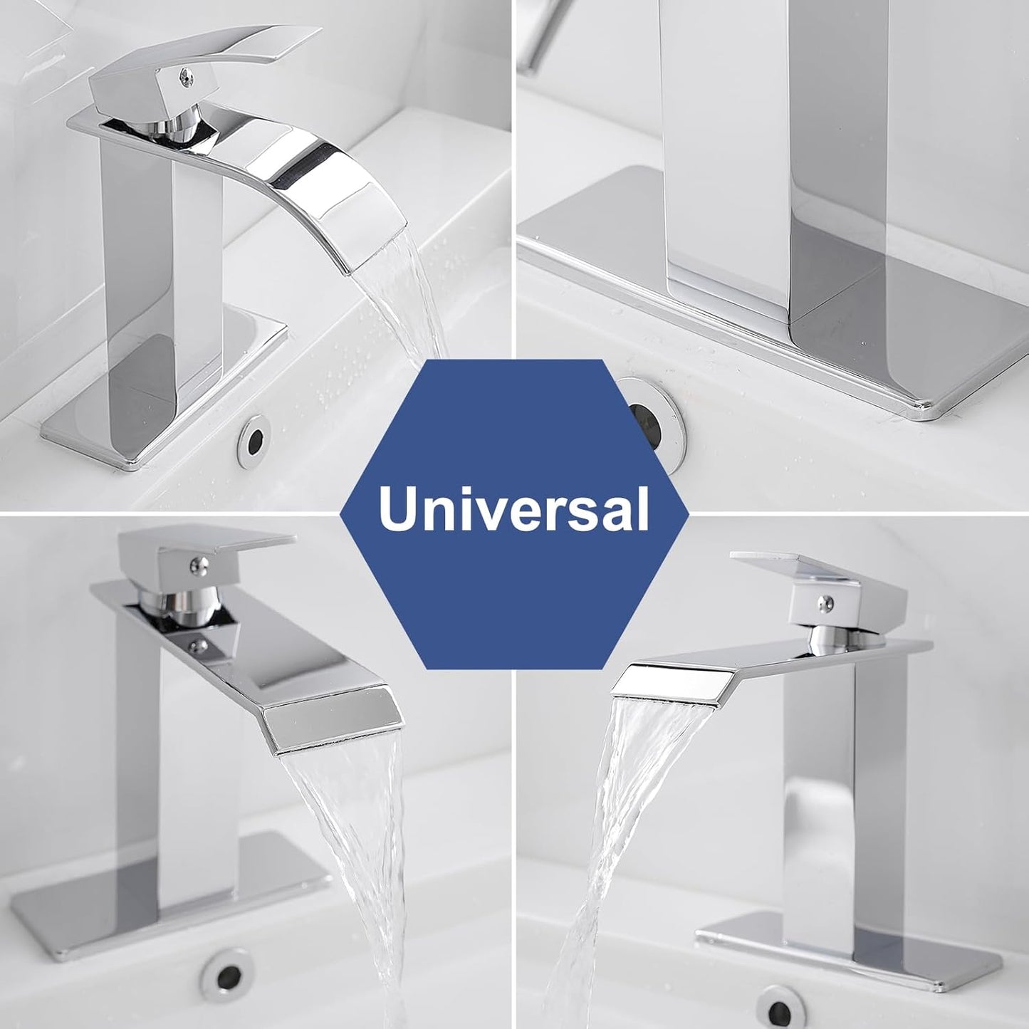 6” Chrome Sink Hole Cover – Stainless Steel Deck Plate for 1 or 3-Hole Vanity Sink