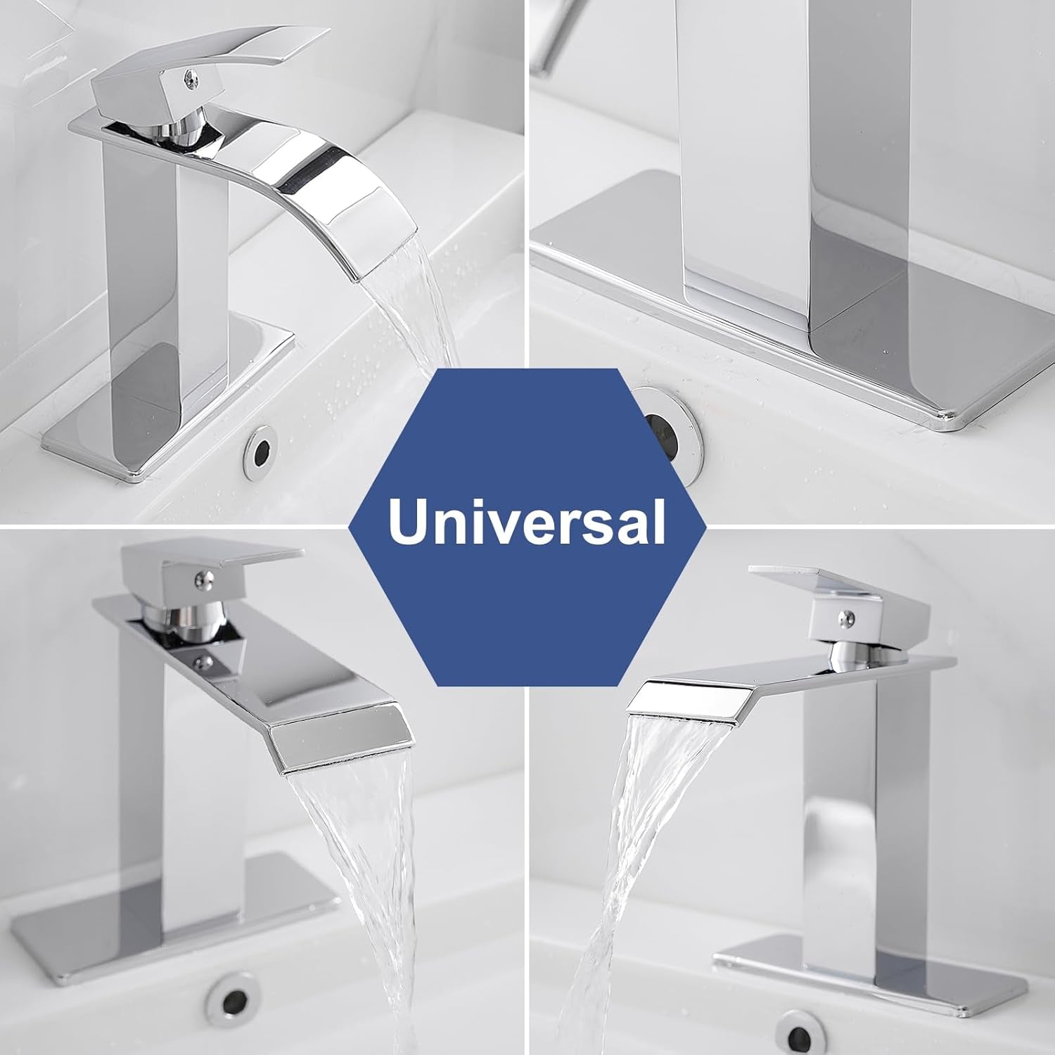 6” Chrome Sink Hole Cover – Stainless Steel Deck Plate for 1 or 3-Hole Vanity Sink