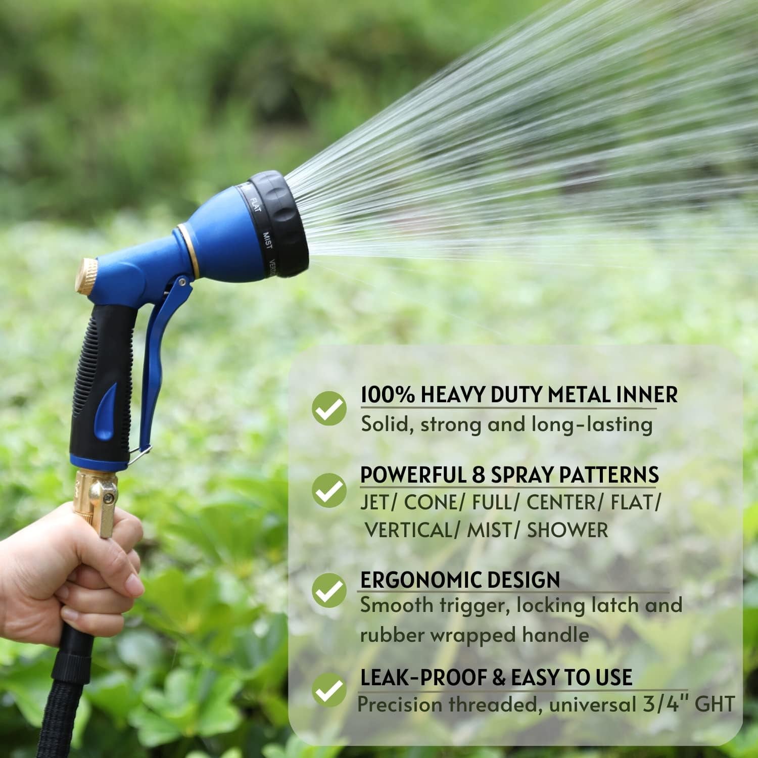 Garden Hose Nozzle – High Pressure, 8 Patterns, Watering Plants & Washing