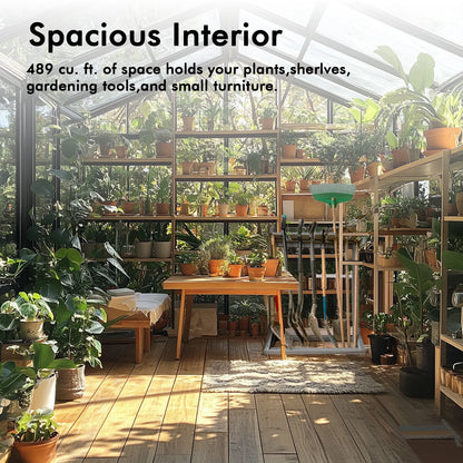 8x10 Ft Outdoor Walk-In Greenhouse – Heavy-Duty Aluminum Frame with UV-Resistant Polycarbonate Panels for Garden