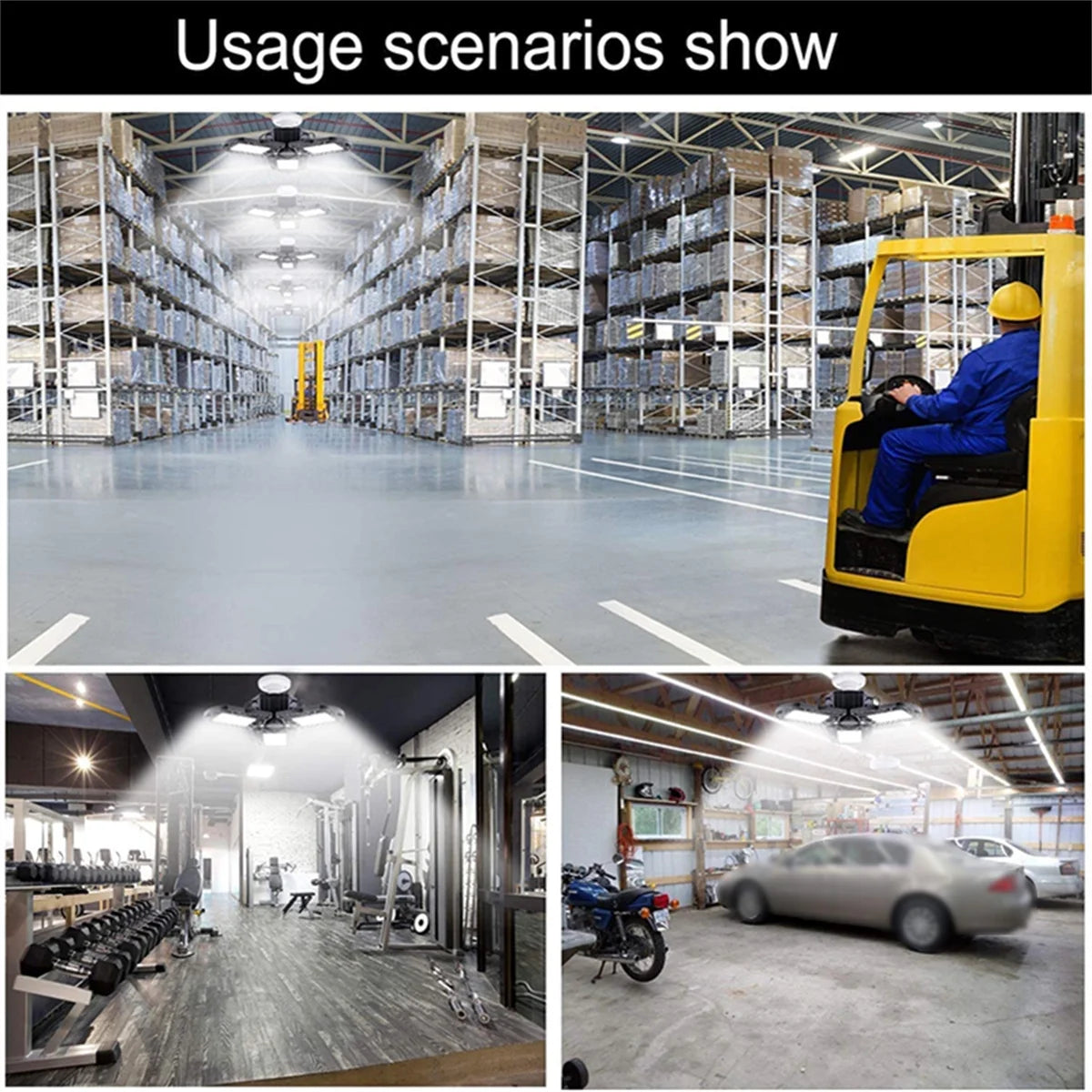 Adjustable 220W LED Plug Garage Ceiling Shop Light Fixtures