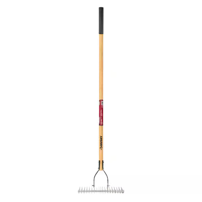 Long Wood Handle 19-Tine Adjustable Thatch Rake - 54 In. 