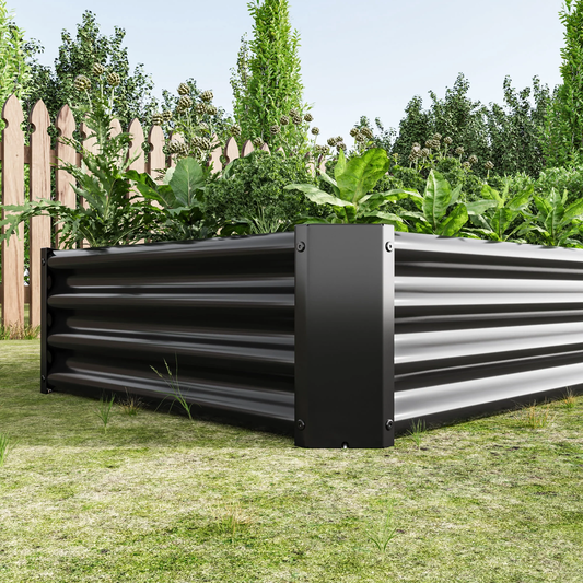 6×3×1 Ft Outdoor Metal Raised Garden Bed – Black Planter for Vegetables, Plants & Flowers