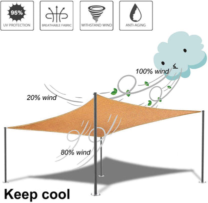 10' x 10' Sun Shade Sail – UV Block Canopy for Patio, Backyard, Lawn & Garden, Beige