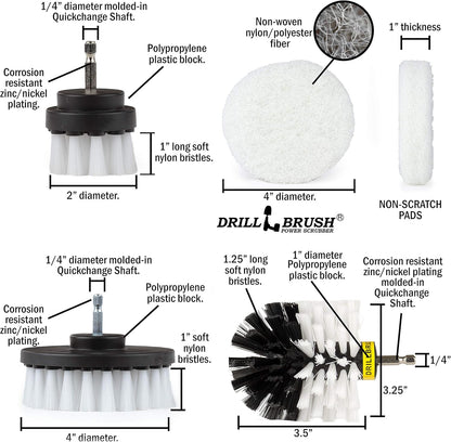  Rotary Drill Cleaning Brush Kit – Auto, Upholstery, Bathroom & Shower Scrubber Pads