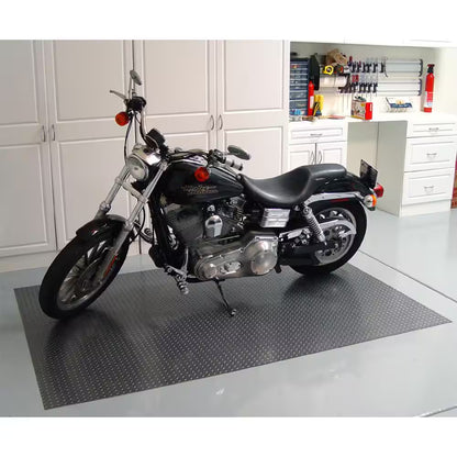 Slip-Resistant Diamond Plate Garage Floor Mat 5’ x 7.5’ – Charcoal Vinyl (23 Size Options)