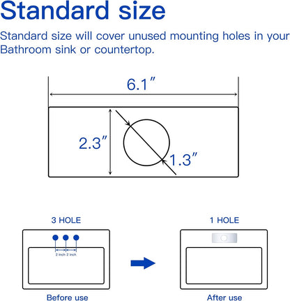 6” Chrome Sink Hole Cover – Stainless Steel Deck Plate for 1 or 3-Hole Vanity Sink
