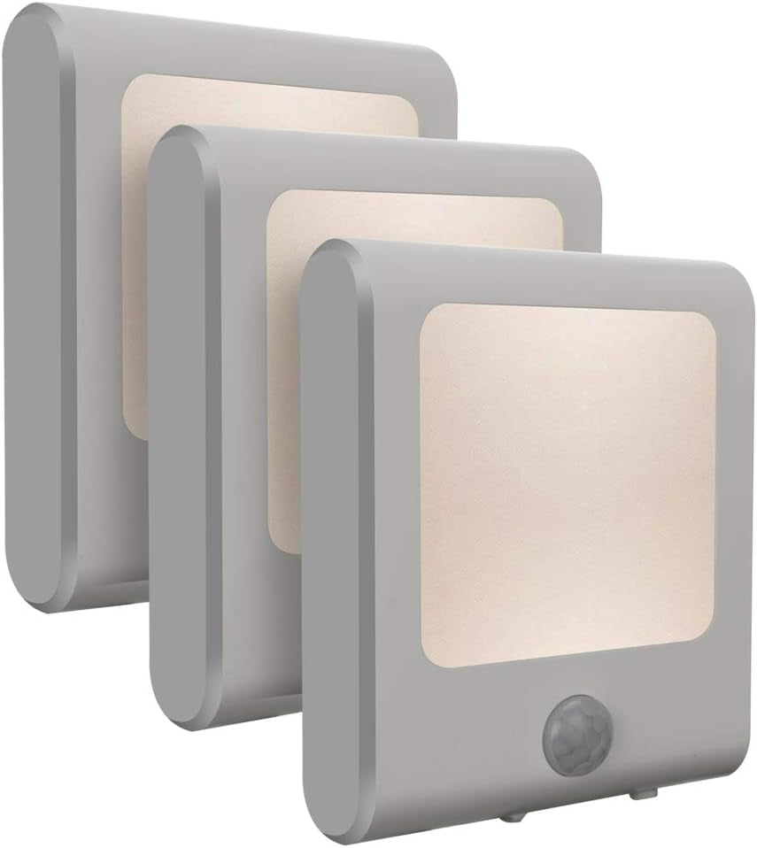 3-Pack Motion Sensor Dimmable LED Night Lights – Plug-In, Dusk to Dawn, Warm White