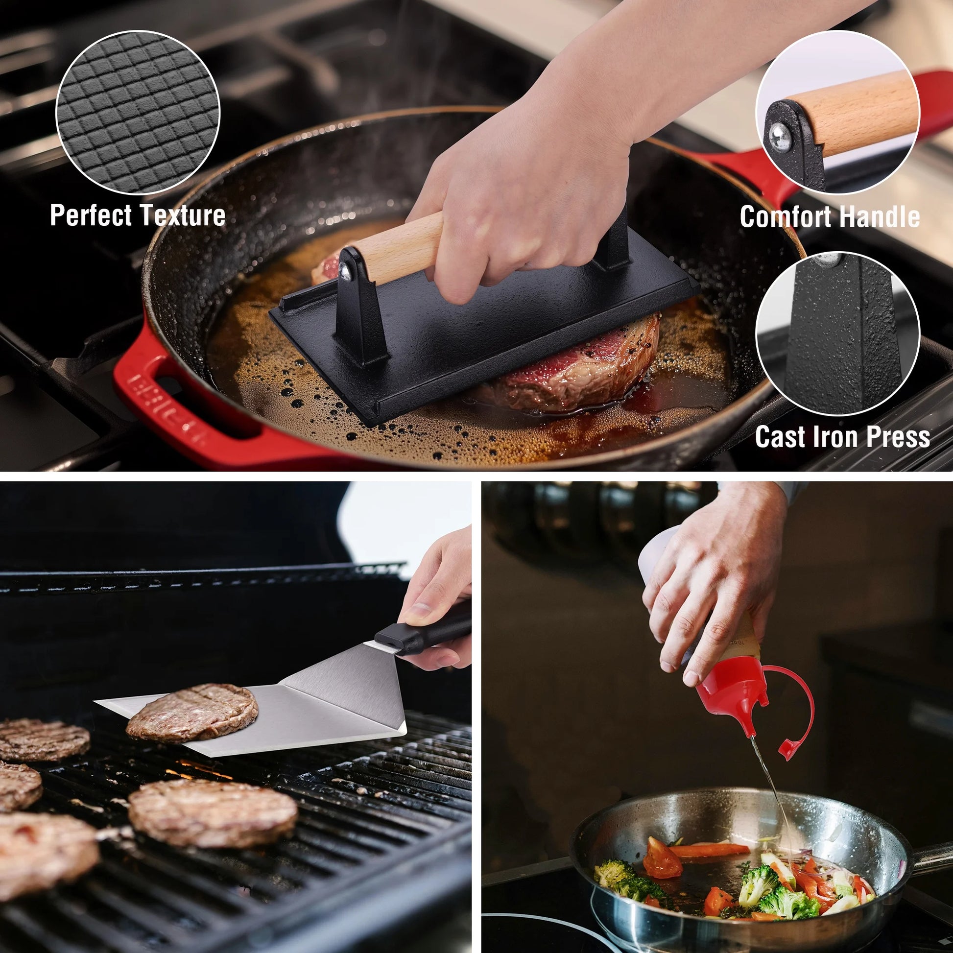 128 PCS Griddle Accessories Kit, Stainless Steel Grill Tool Set with Spatulas, Scrapers, Squeeze Bottles, Skewers, Outdoor BBQ Set for Men Women Dad