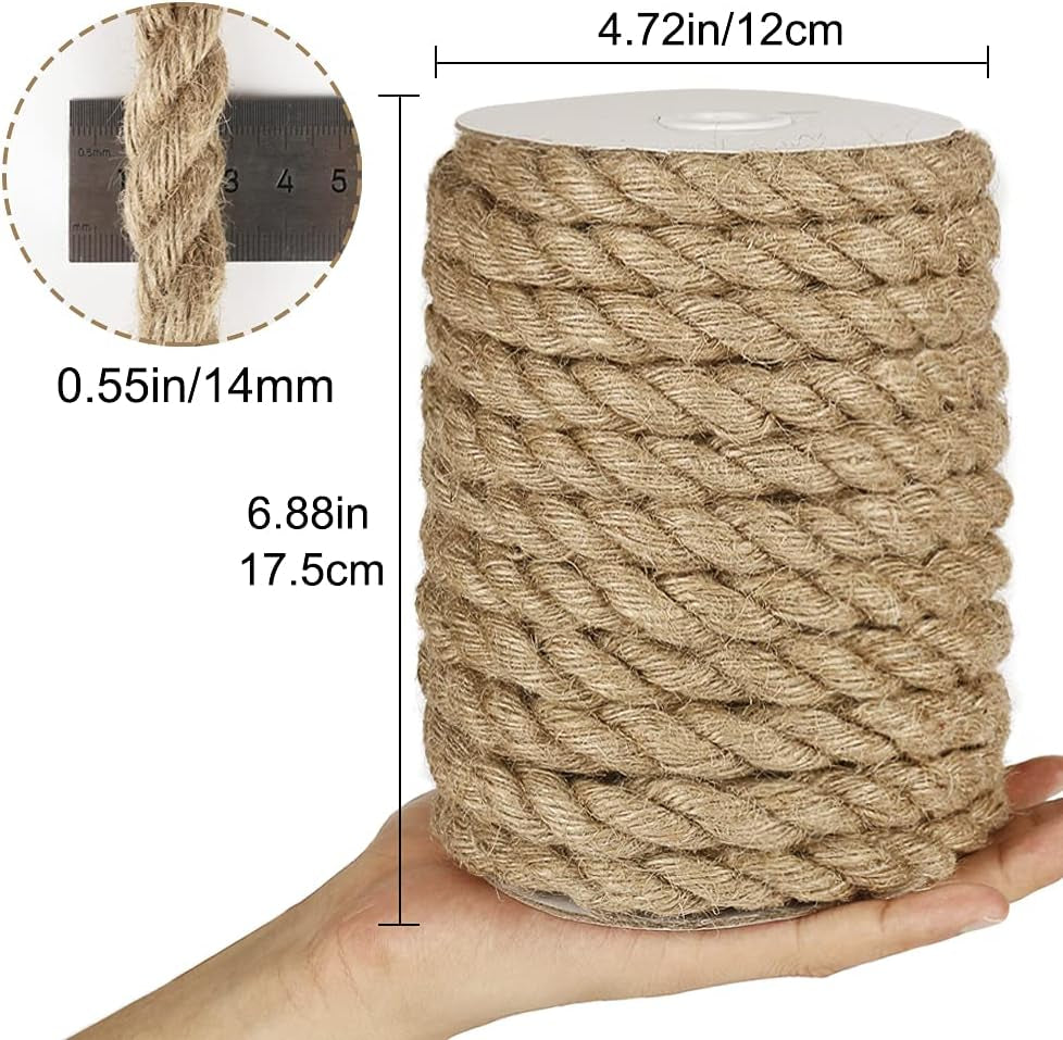 33 ft Natural Jute Twine – 14mm, Craft, Decor, Gardening & Cat Scratch Post