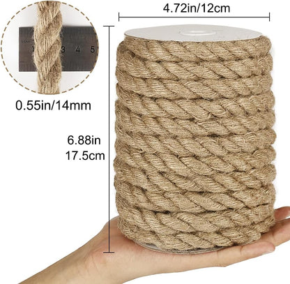 33 ft Natural Jute Twine – 14mm, Craft, Decor, Gardening & Cat Scratch Post