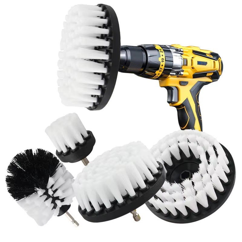 2/3.5/4/5" Drill Brush Power Scrubber Kit – Nylon Stain Polisher with Extender for Bathroom & Universal Cleaning