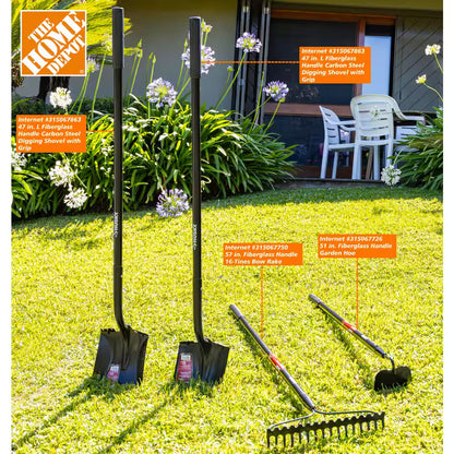 Long Wood Handle 19-Tine Adjustable Thatch Rake - 54 In. 