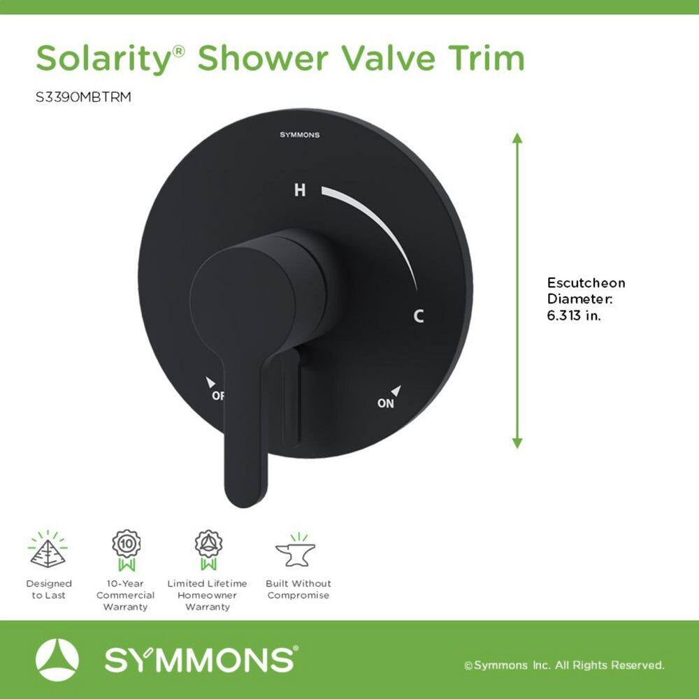 Solarity Single Handle Shower Valve Trim Kit – Stylish Wall Mounted Bathroom Fixture (Valve Not Included)