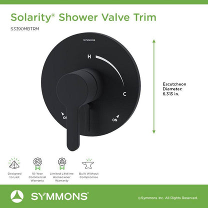 Solarity Single Handle Shower Valve Trim Kit – Stylish Wall Mounted Bathroom Fixture (Valve Not Included)