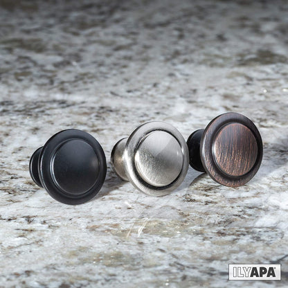 Flat Black Cabinet Knobs – 1.25" Round Drawer Handles (10 Pack)