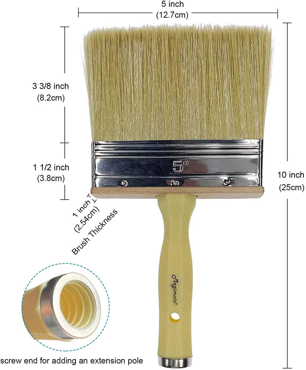 5-Inch Paint Brush Set – 6-Pack, Poly/Bristle Blend for Decks & Fences