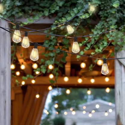 Solar Outdoor String Lights 100 ft – Globe LED, Vintage Edison, Waterproof