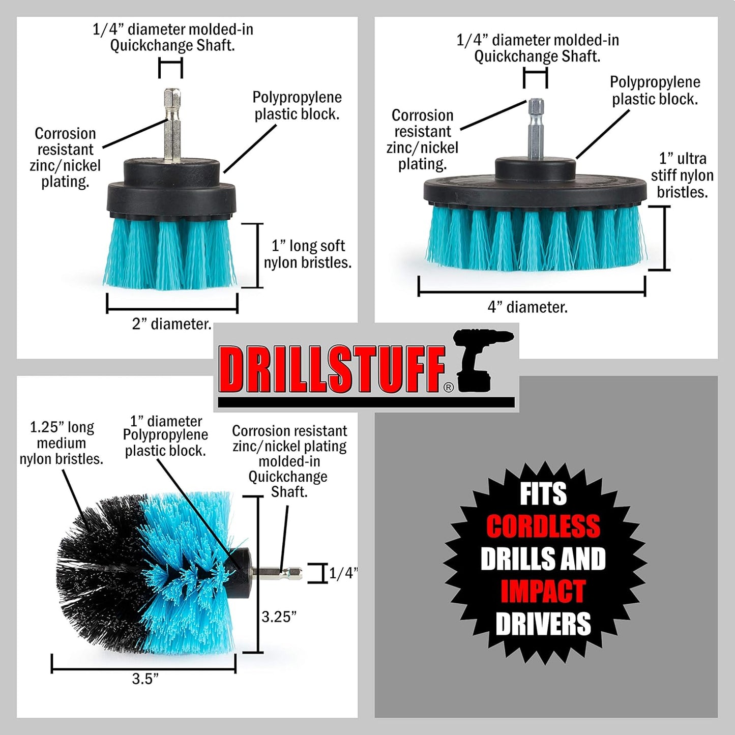Aquatic Boat Cleaning Kit – Hull Brush Set, Deck Scrubbing Brushes, Spinning Drill Heads & Barnacle Removal Tools