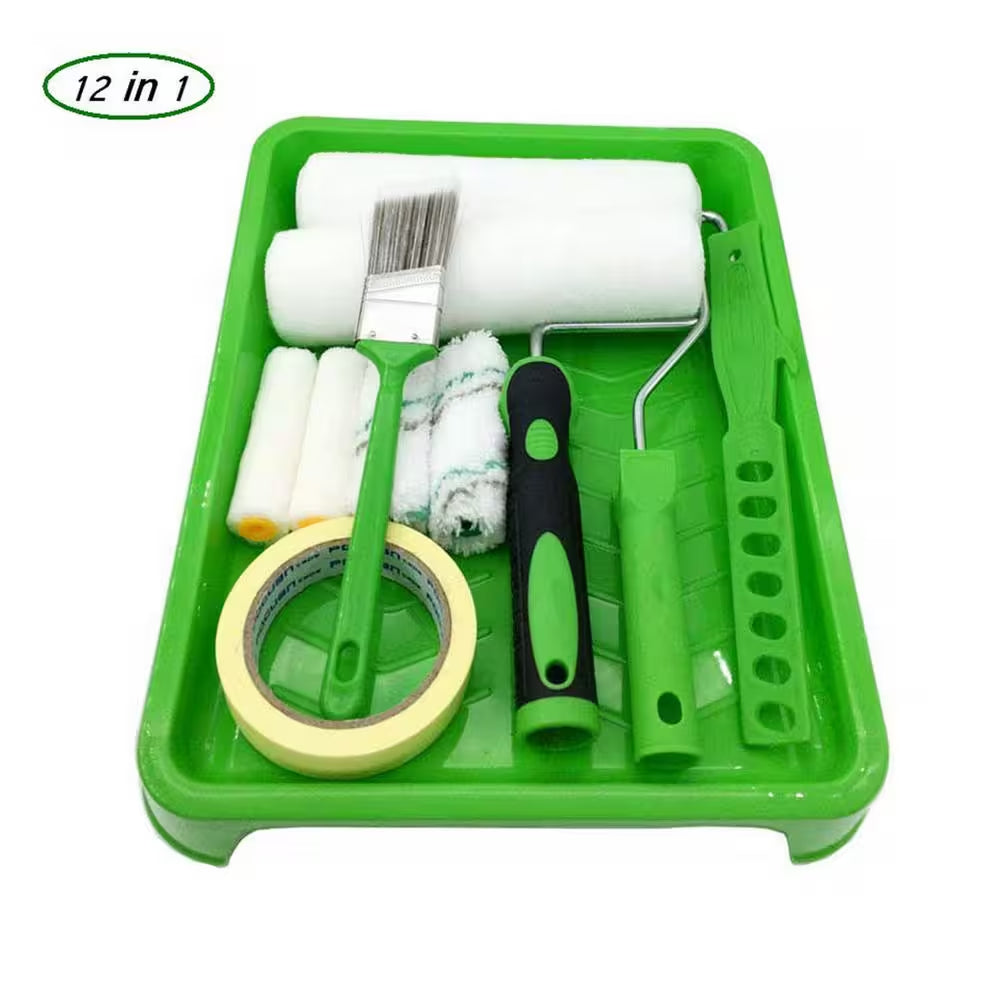 12-Piece Acrylic Paint Roller Kit – Complete Wall Painting Set with Roller Covers, Frames & Brushes