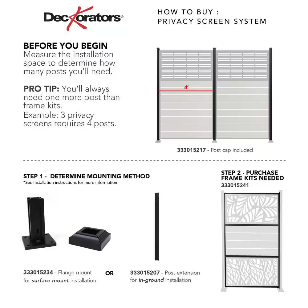 2 In. X 2 In. X 76 In. Privacy Screen Post Kit