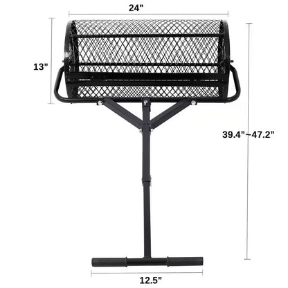 Adjustable Compost Spreader, Rust & Corrosion-Proof Lawn and Garden Peat Moss Spreader - 24-Inch 