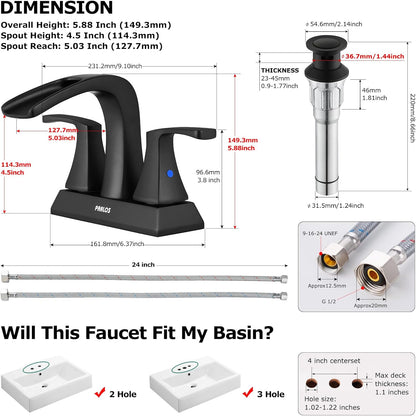 Doris 2-Handle Waterfall Bathroom Faucet – Matte Black