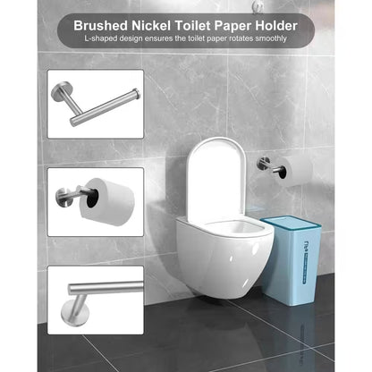 Modern 3-Piece Bathroom Hardware Set in Brushed Nickel – Complete Bath Accessories Kit