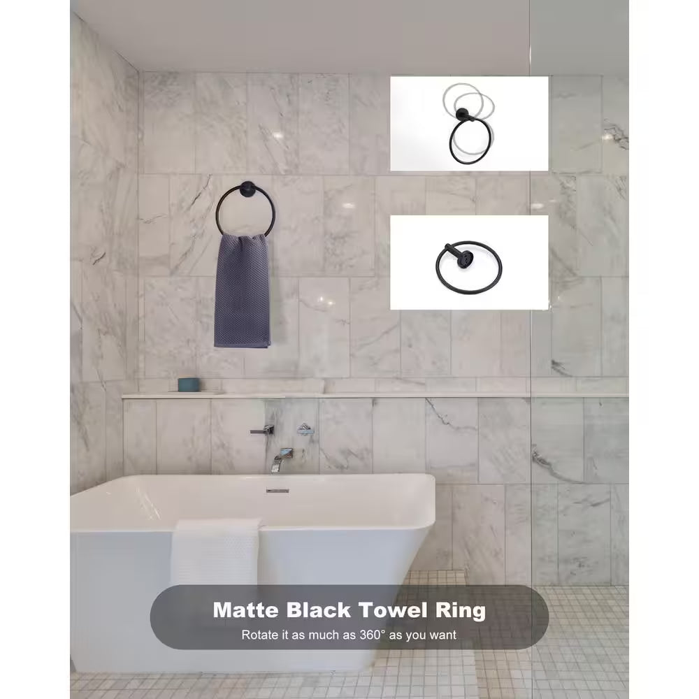 Modern 3-Piece Bathroom Hardware Set in Matte Black – Complete Bath Accessories Kit