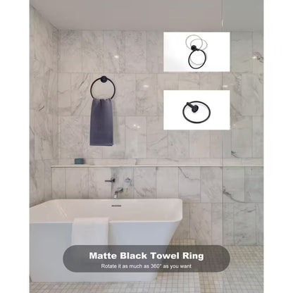 Modern 3-Piece Bathroom Hardware Set in Matte Black – Complete Bath Accessories Kit