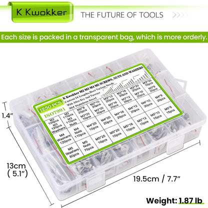 24-Size M2–M5 Hex Socket Flat Head Screw & Nut Kit – 304 Stainless Steel, 8mm–25mm