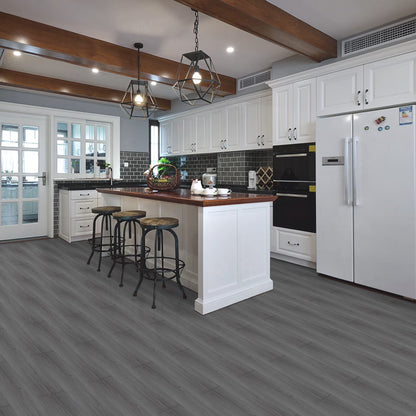 Gray Peel Stick Flooring 36" X 6" 10 Pieces/Pack Vinyl Wood Look Flooring Thin Tiles, Easy to Install for Bathroom, Kitchen, Living Room