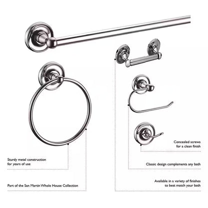 San Martin 4-Piece Bathroom Hardware Accessory Kit on Polished Chrome