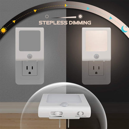 3-Pack Motion Sensor Dimmable LED Night Lights – Plug-In, Dusk to Dawn, Warm White