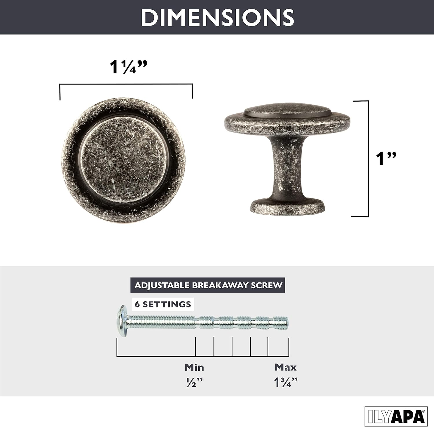 Antique Iron Cabinet Knobs – 1.25" Round Drawer Handles (10 Pack)