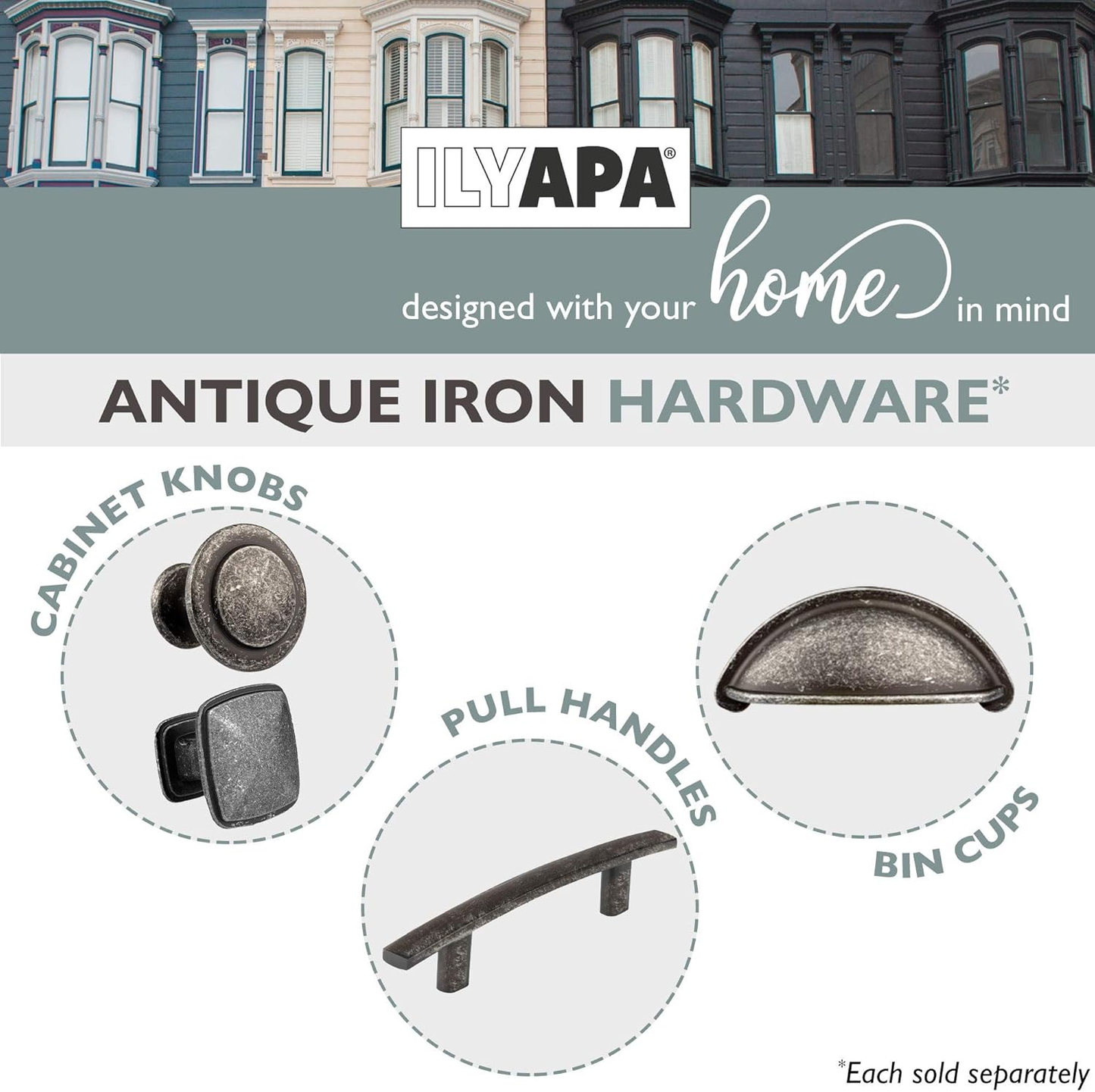 Antique Iron Cabinet Knobs – 1.25" Round Drawer Handles (10 Pack)