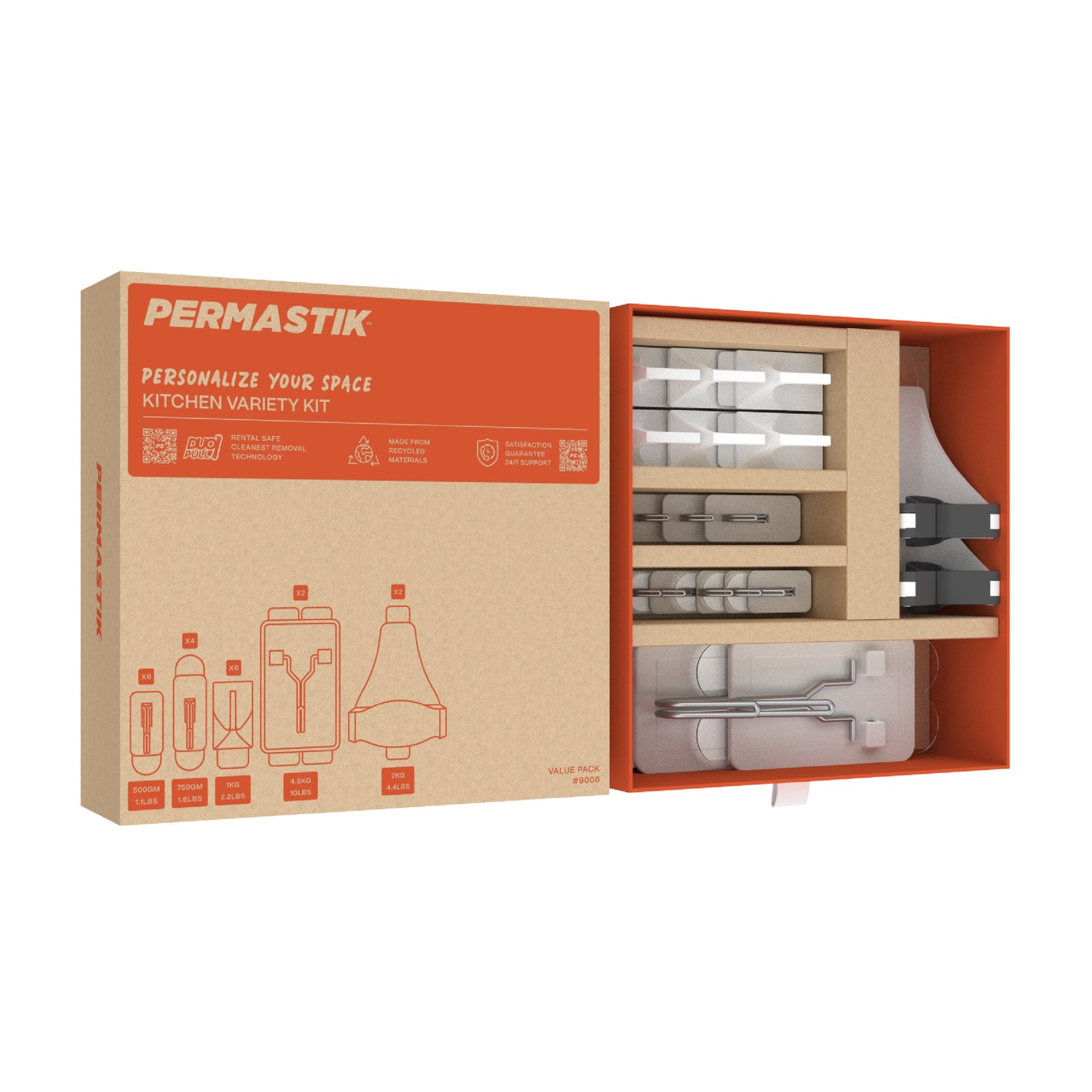 Damage Free Hooks Heavy Duty – Kitchen & Utility Wall Hooks with Mop & Broom Grippers (20 Pack)