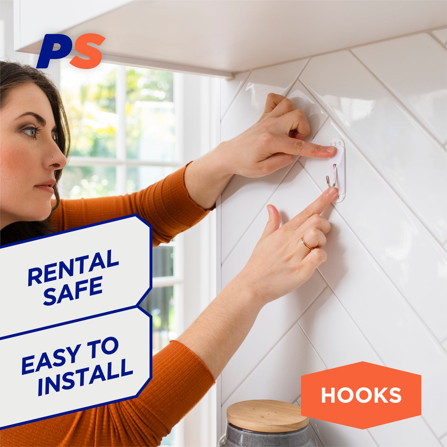 Damage Free Hooks Heavy Duty – Kitchen & Utility Wall Hooks with Mop & Broom Grippers (20 Pack)