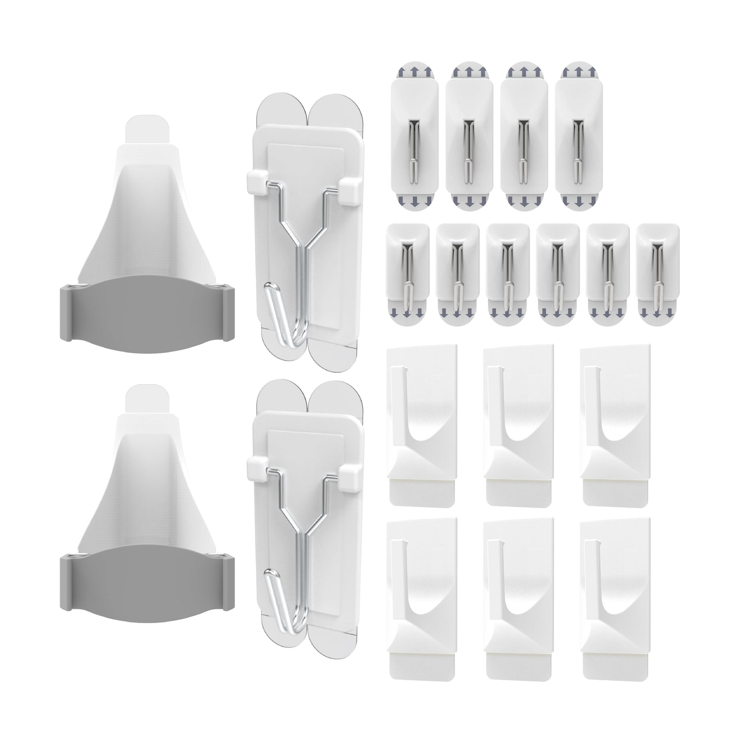 Damage Free Hooks Heavy Duty – Kitchen & Utility Wall Hooks with Mop & Broom Grippers (20 Pack)