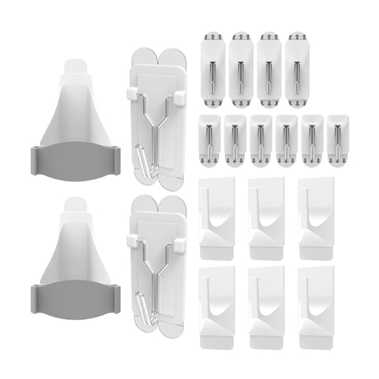 Damage Free Hooks Heavy Duty – Kitchen & Utility Wall Hooks with Mop & Broom Grippers (20 Pack)