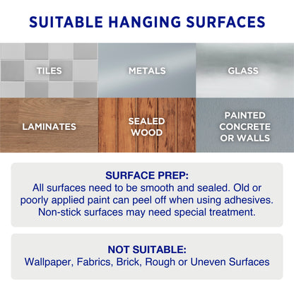 Damage Free Hooks Heavy Duty – Kitchen & Utility Wall Hooks with Mop & Broom Grippers (20 Pack)