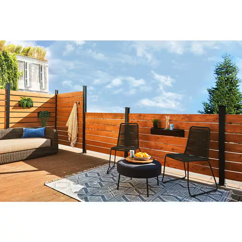 End Post Kit – 44"x3"x3" Black Aluminum Railing with Hardware, Kit A4